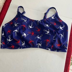 Curvy Beach Nautical Navy Scoop Bikini Top